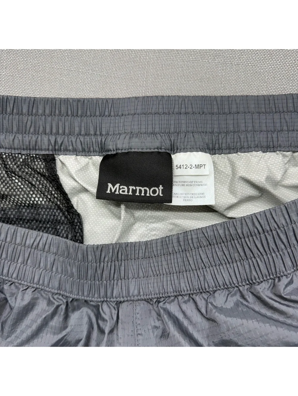 Marmot Men's PreCip Full Zip Rain Pants Gray XL Hardshell Waterproof Like New